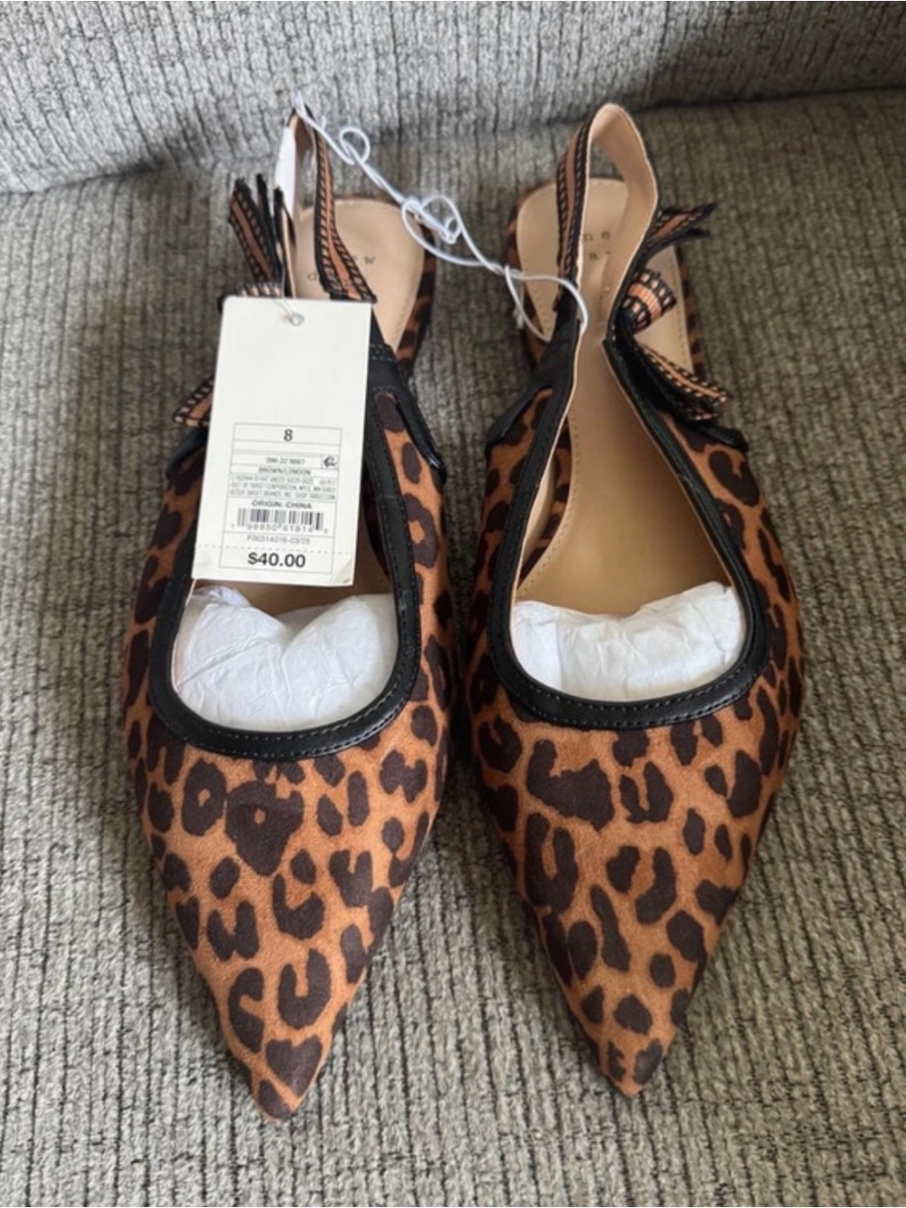 Leopard Print Pointed Toe Women’s Flats - Brown/Black